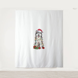 Xmas Lighting Santa Hat Irish Water Spaniel Dog Ch Tapestry
