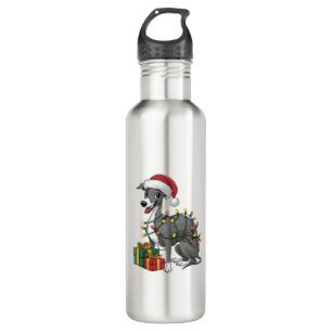 Xmas Lighting Santa Hat Italian Greyhound Dog Chri 710 Ml Water Bottle