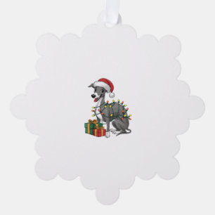 Xmas Lighting Santa Hat Italian Greyhound Dog Chri Tree Decoration Card