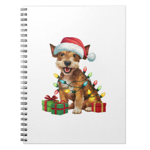 Xmas Lighting Santa Hat Jagdterrier Dog Christmas Notebook