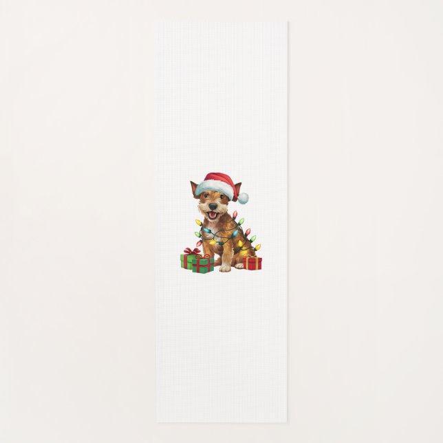 Xmas Lighting Santa Hat Jagdterrier Dog Christmas  Yoga Mat (Front)