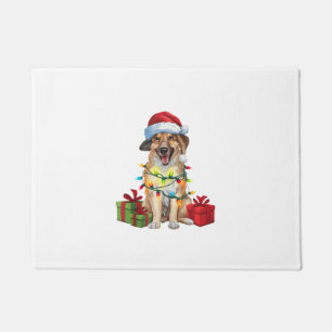 Xmas Lighting Santa Hat Kangal Shepherd Dog Christ Doormat