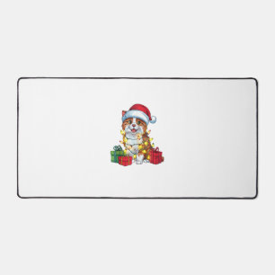 Xmas Lighting Santa Hat Karelian Bear Dog Christma Desk Mat