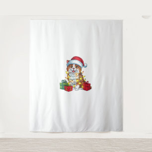 Xmas Lighting Santa Hat Karelian Bear Dog Christma Tapestry