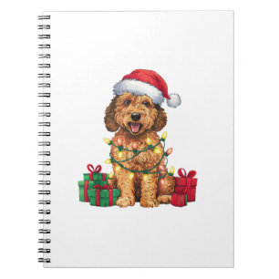 Xmas Lighting Santa Hat Labradoodle Dog Christmas  Notebook