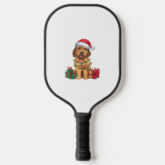 Xmas Lighting Santa Hat Labradoodle Dog Christmas  Pickleball Paddle