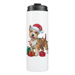 Xmas Lighting Santa Hat Lakeland Terrier Dog Chris Thermal Tumbler