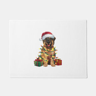 Xmas Lighting Santa Hat Leonberger Dog Christmas _ Doormat