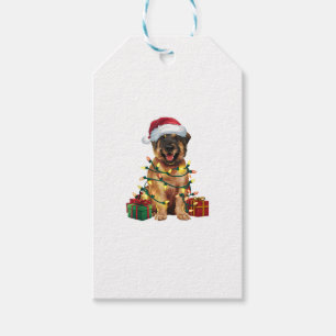 Xmas Lighting Santa Hat Leonberger Dog Christmas _ Gift Tags