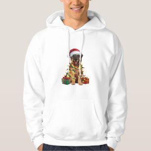 Xmas Lighting Santa Hat Leonberger Dog Christmas _ Hoodie
