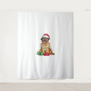 Xmas Lighting Santa Hat Leonberger Dog Christmas  Tapestry