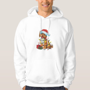 Xmas Lighting Santa Hat Lowchen Dog Christmas Hoodie