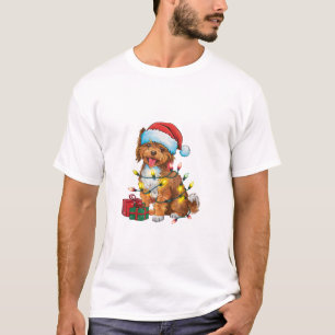 Xmas Lighting Santa Hat Lowchen Dog Christmas T-Shirt