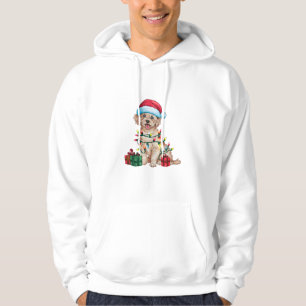 Xmas Lighting Santa Hat Maltese Dog Christmas Hoodie