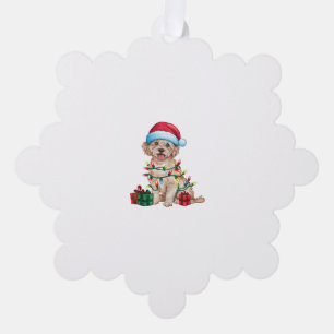 Xmas Lighting Santa Hat Maltese Dog Christmas Tree Decoration Card
