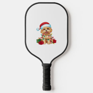 Xmas Lighting Santa Hat Maltipoo Dog Christmas  Pickleball Paddle