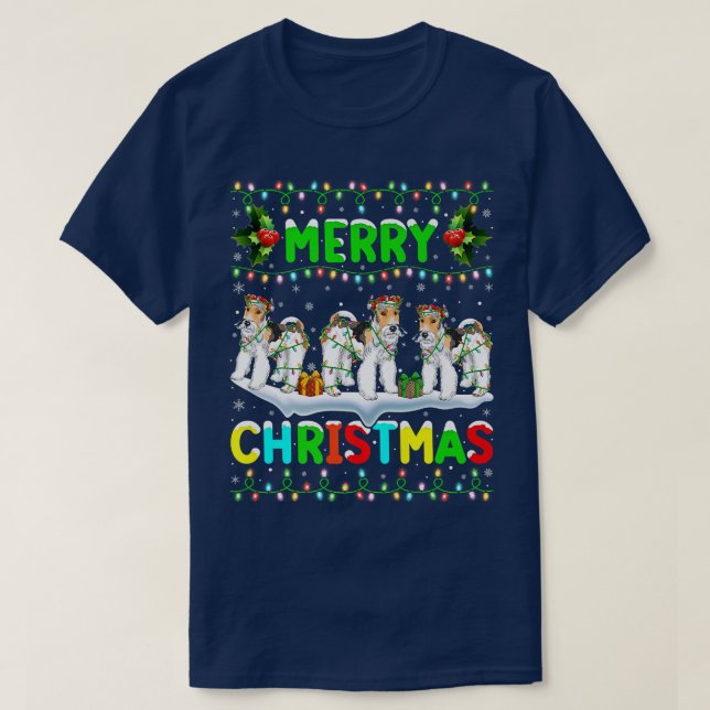 Xmas Lighting Santa Hat Merry Christmas Wire Fo Te T-Shirt (Design Front)