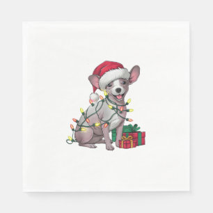 Xmas Lighting Santa Hat Mexican Hairless Dogs Chri Napkin