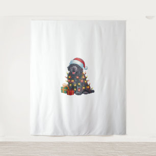 Xmas Lighting Santa Hat Newfoundland Dog Christmas Tapestry