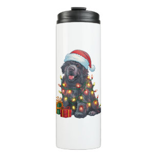 Xmas Lighting Santa Hat Newfoundland Dog Christmas Thermal Tumbler