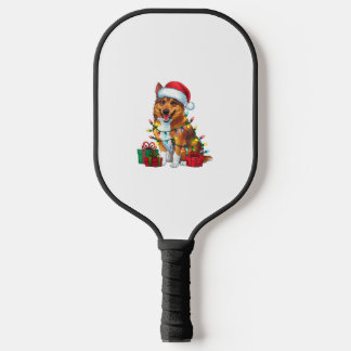 Xmas Lighting Santa Hat Norwegian Elkhound Dog Chr Pickleball Paddle