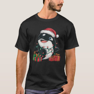 Xmas Lighting Santa Hat Orca Christmas T-Shirt