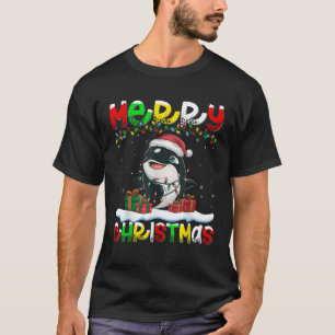 Xmas Lighting Santa Hat Orca Merry Christmas T-Shirt