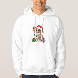 Xmas Lighting Santa Hat Papillon Dog Christmas _1 Hoodie