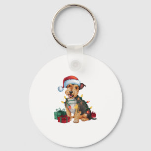 Xmas Lighting Santa Hat Patterdale Terrier Dog Chr Key Ring