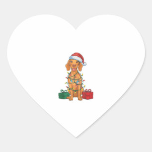 Xmas Lighting Santa Hat Pomeranian Dog Christmas Heart Sticker