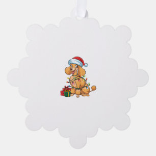 Xmas Lighting Santa Hat Poodle Dog Christmas _1 Tree Decoration Card