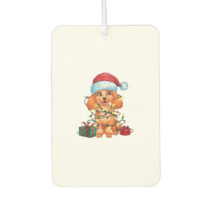 Xmas Lighting Santa Hat Poodle Dog Christmas Car Air Freshener