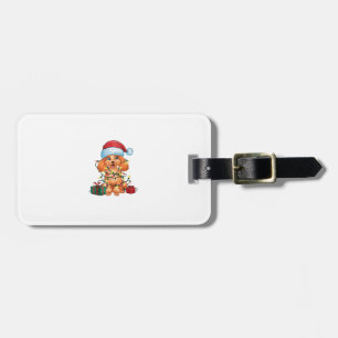 Xmas Lighting Santa Hat Poodle Dog Christmas Luggage Tag