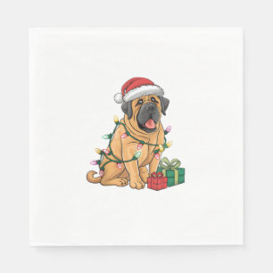 Xmas Lighting Santa Hat Pyrenean Mastiff Dog Chris Napkin