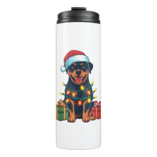 Xmas Lighting Santa Hat Rottweiler Dog Christmas  Thermal Tumbler