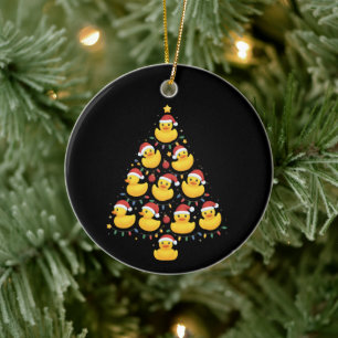Xmas Lighting Santa Hat Rubber Duck Christmas Tree Ceramic Tree Decoration
