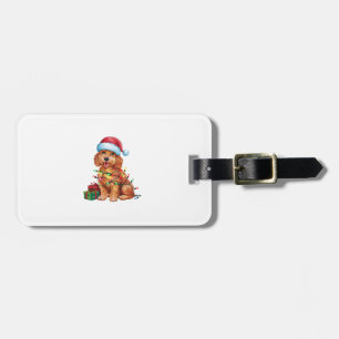 Xmas Lighting Santa Hat Schnoodle Dog Christmas  Luggage Tag