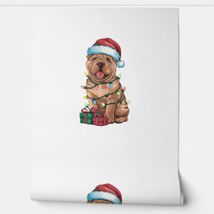 Xmas Lighting Santa Hat Shar Pei Dog Christmas  Wallpaper