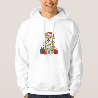 Xmas Lighting Santa Hat Shiba Inu Dog Christmas _1 Hoodie