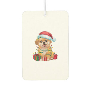 Xmas Lighting Santa Hat Shih Poo Dog Christmas  Car Air Freshener