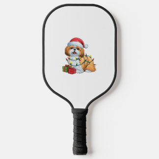 Xmas Lighting Santa Hat Shih Tzu Dog Christmas  Pickleball Paddle