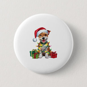 Xmas Lighting Santa Hat Skye Terrier Dog Christmas 6 Cm Round Badge