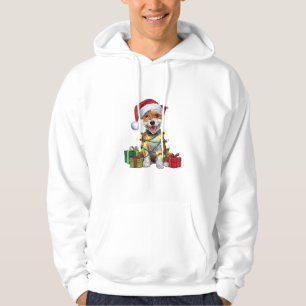 Xmas Lighting Santa Hat Skye Terrier Dog Christmas Hoodie