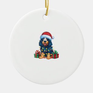 Xmas Lighting Santa Hat Spanish Water Dog Christma Ceramic Tree Decoration