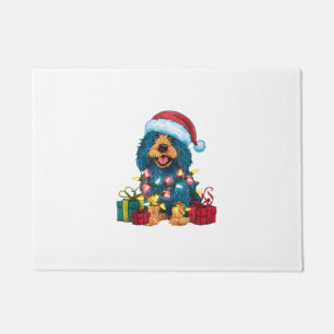 Xmas Lighting Santa Hat Spanish Water Dog Christma Doormat
