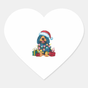 Xmas Lighting Santa Hat Spanish Water Dog Christma Heart Sticker