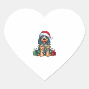 Xmas Lighting Santa Hat Spanish Water Dog Christma Heart Sticker