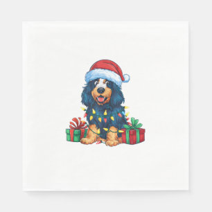 Xmas Lighting Santa Hat Spanish Water Dog Christma Napkin