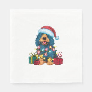 Xmas Lighting Santa Hat Spanish Water Dog Christma Napkin