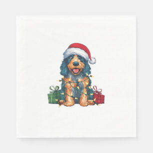 Xmas Lighting Santa Hat Spanish Water Dog Christma Napkin